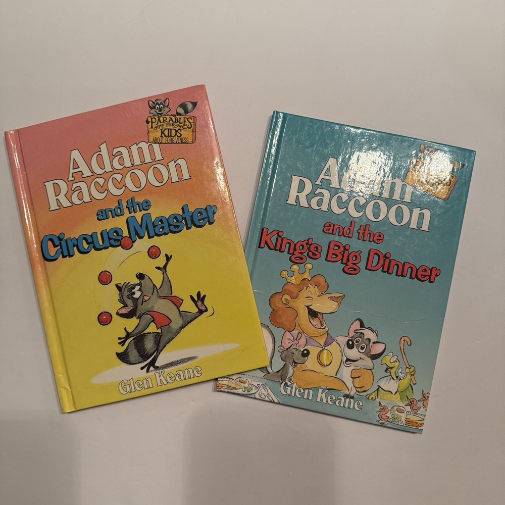 Vintage Adam Racoon Hardcover Book Lot 2 Glen Keane Parables For Kids Circus